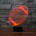 Luz de noche de Rugby Football 3D Lamp Optical Illusion, 7 luces de escritorio de mesa Touch Color Changing con base de acrílico plana y ABS